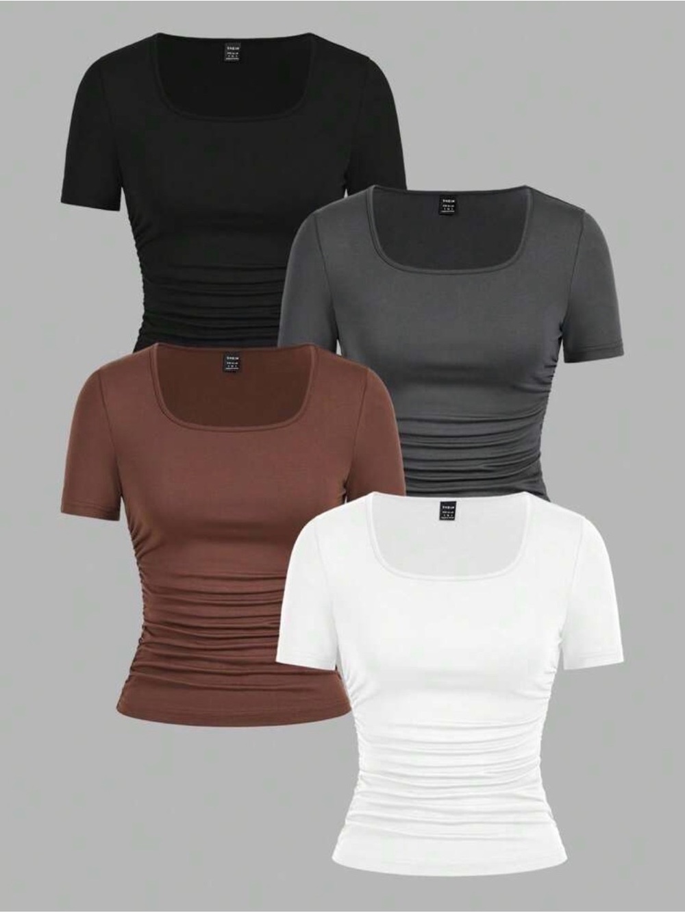 SHEIN Scoop Neck Short Sleeve Tee set of 4